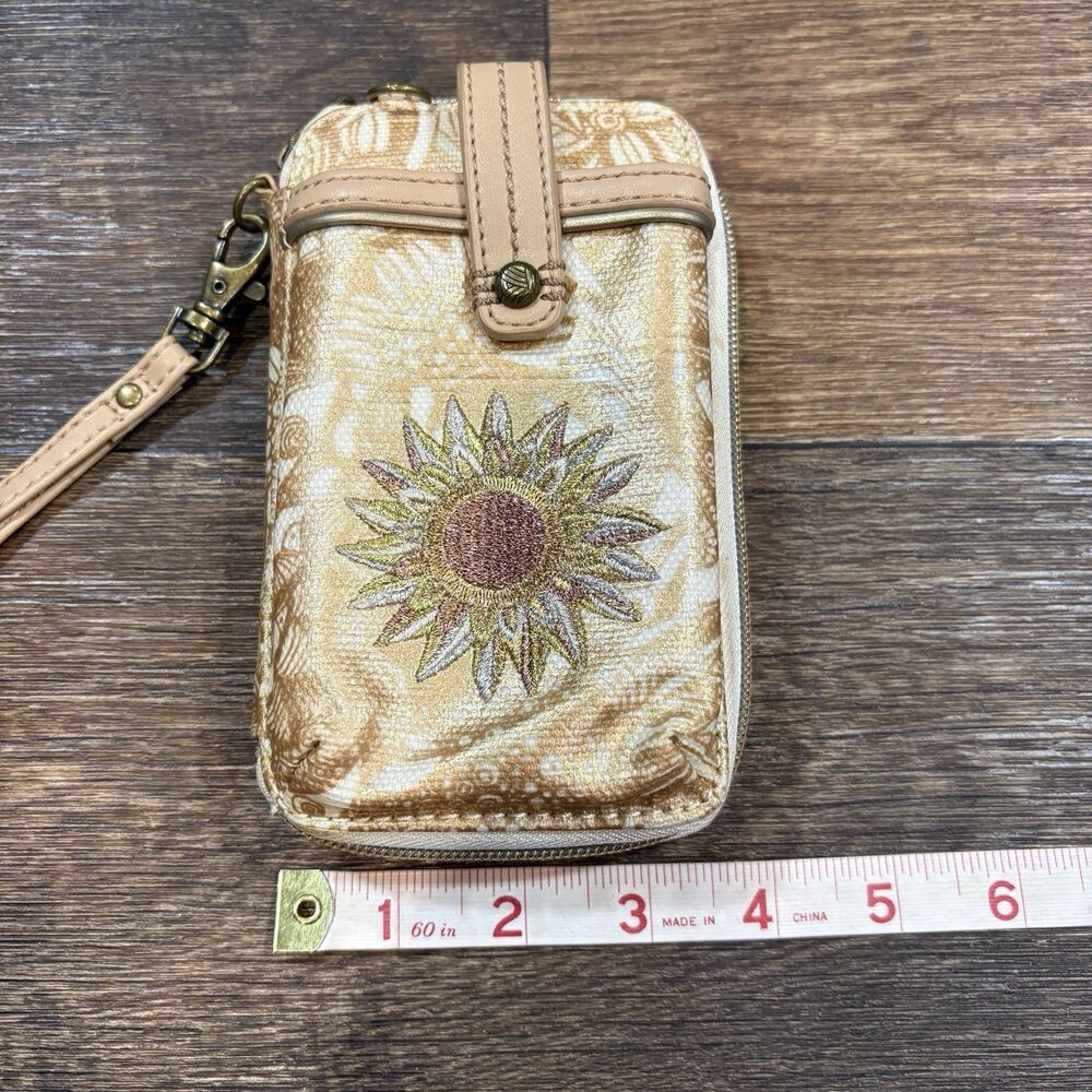 Sakroots Smartphone Wristlet Wallet Sunflower Print Zip Around Card Holder - Picture 6 of 9